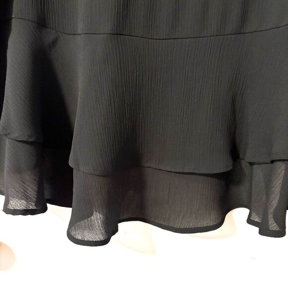 Simply Vera Vera Wang XXL black sleeveless collar hidden button front peplum tie - Picture 6 of 10